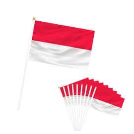 Rotenl Indonesia Small Mini Flags, 25 Pack Hand Held Indonesian Stick Flags with 11.8 Inch Pole, 5.5x8.2 Inch International Country Flags, Festival Events, Parades, Patriotic, Indoor and Outdoor