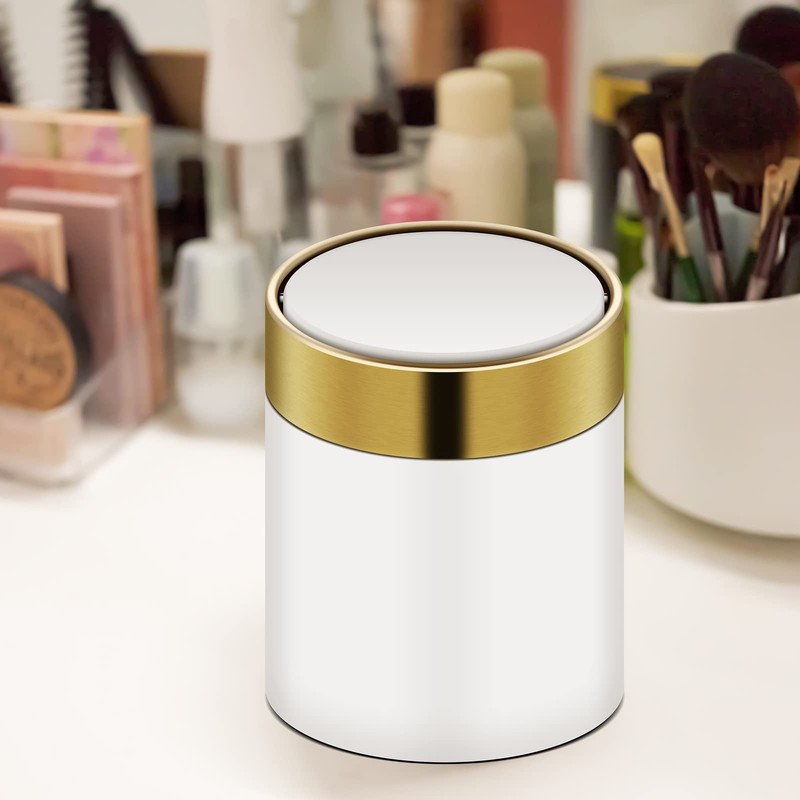 1.5 Liter Mini Trash Can with Lid, Metal Small Tiny
