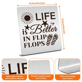 Flip Flop Themed Gifts for Women Men Home Office Desk Sign Gifts for Friends Beach Lover Gifts Flip Flop Gift Plaque Sign Desk Decor Graduation Gifts for Her Him Christmas Birthday Gifts