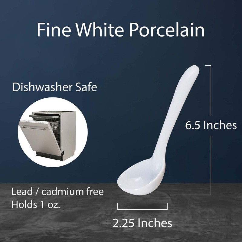 HIC Kitchen Gravy Ladle, Fine Porcelain, 1-Ounce