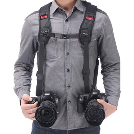Ztowoto Camera Strap, Camera Shoulder Double Strap, Adjustable Length, Easy to Carry Double Shoulder for 2 Portable SLR Cameras with Safety Tether