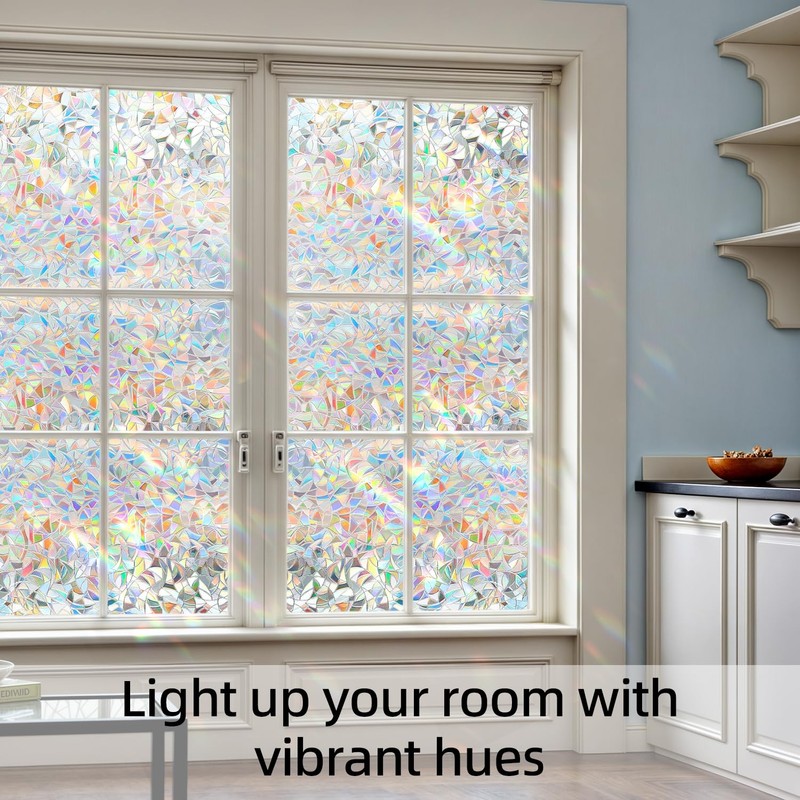 DARUITE Rainbow Window Film Privacy Film for Glass Windows Static