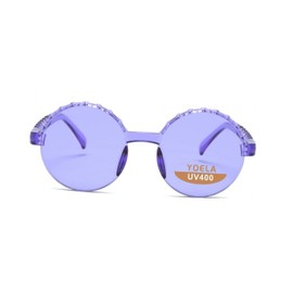 Yoela OLINOWL Circular Oversized Rimless Sunglasses One Piece Circular Eyewear Colored Sunglasses for Women