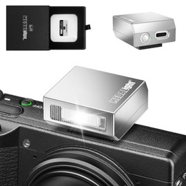 MEDALight New Aluminum F1s Mini Camera Flash for Ricoh GR3/GR3X/Fuji/Sony ZV1/Nikon/Canon/Olympus/Digital Film Cameras,Portable Hot Shoe Speedlite for DSLR Camera(Silver)