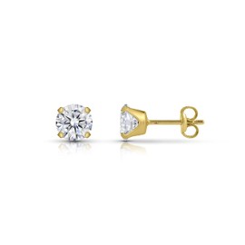 Amberta Allure Women's 9ct Gold Cubic Zirconia Stud Earrings, Metal, Cubic Zirconia