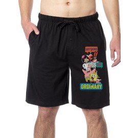 Spongebob Squarepants Mens' Anything But Ordinary Sleep Lounge Pajama Shorts (X-Large) Black