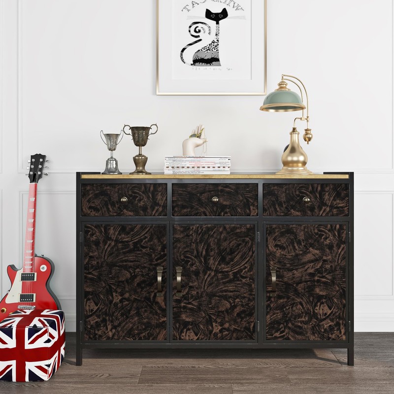 FunStick Bronze Black Concrete Wallpaper Peel and Stick Textured Metallic
