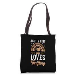 Just A Girl Who Loves Thrifting Bohemian Rainbow Boho Style Tote Bag