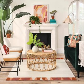 Opalhouse 5' x 7' Tapestry Pattern Border Solid Rug Cream - Opalhouse designed - $150 MSRP