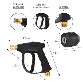 GIONAR Pressure Washer Gun with 5 Water Nozzle Tip, Short Trigger High Pressure Washer Gun, 1/4" Connector Pressure Washer Accessories for Karcher, Jet Wash Gun 4350PSI for Car Washing