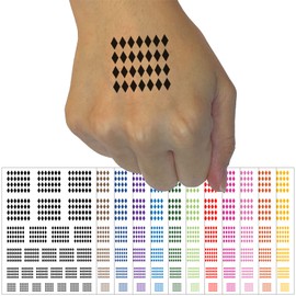 Diamond Harlequin Pattern Temporary Tattoo Water Resistant Fake Body Art Set Collection - Yellow (One Sheet)
