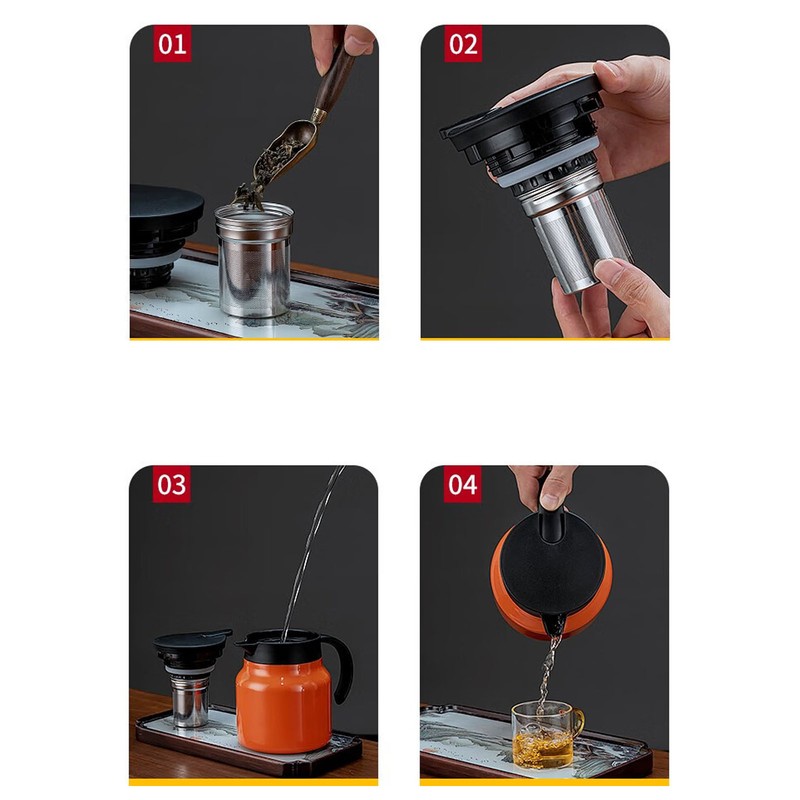 Insulated Teapot 1000ml Tea Water Separation Detachable Thermal Coffee Tea