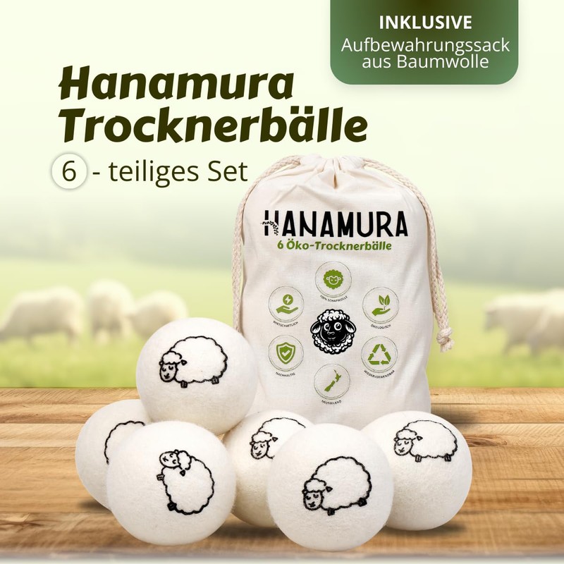 Hanamura Tumble Dryer Balls - Set of 6 Made from