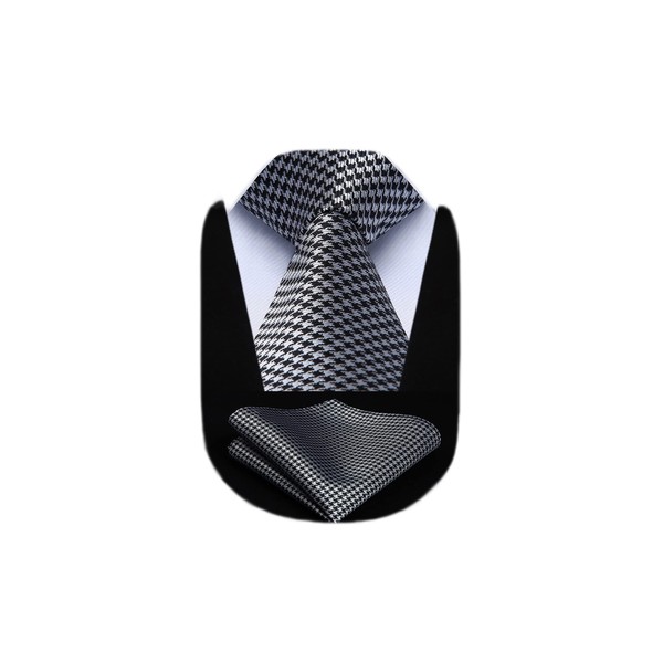 HISDERN Extra Long Polka Dots Tie Handkerchief Men's Necktie &