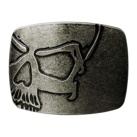 Belt Buckles Cowboy Western Accessories Cool Silver Skull Rectangular Design