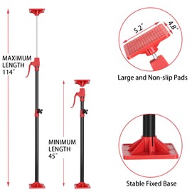 Cabinet Jack Support Pole, 45-114 in Adjustable Third Hand Tool, Steel Telescopic Quick Support Rod with 78lbs Capacity for Cabinets Jack, Drywall Lift & Cargo Bars, 4Pack