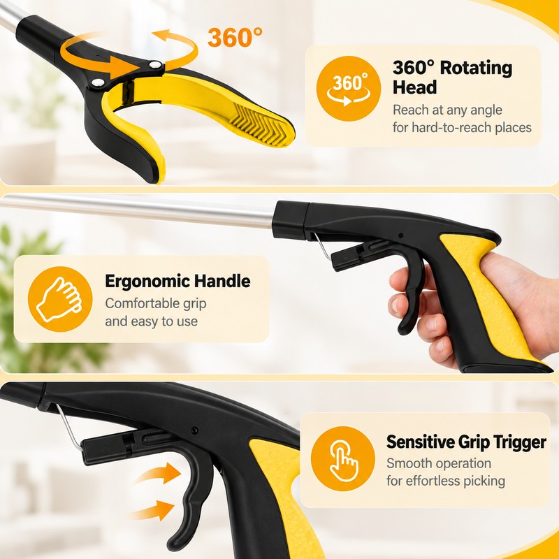 Foldable Grabber Reacher Tool for Seniors & Limited Mobility –