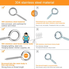 (3.5 20 Pieces)304 Stainless Steel self Ring Screw Tapping Screw Sheep Circle Round Eye self Tapping Screw self Tapping Screw Ring Ring Hand Tightening ScrewLights Hanger Hooks Easy Release Outdoor