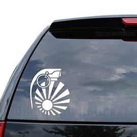 DiamondCutStickerz Rising Sun Grenade Bomb Japanese JDM Decal Sticker Car Truck Motorcycle Window Bumper Laptop Wall Decor - Size (09 inch / 23 cm Tall) - Color (Gloss Black)