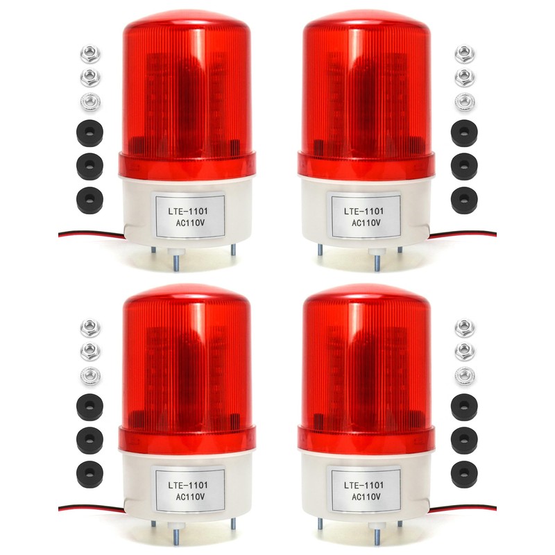 QWORK Industrial LED Rotating Strobe Beacon Warning Lights, 4 Pack