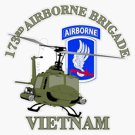HOF Trading 173Rd Airborne Vietnam -Uh-1 Gunship Vinyl Sticker Waterproof Decal Laptop Wall Window Bumper Sticker 5"
