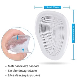 Almohadillas Pies De Silicona para Antepiéde Zapato Mujer y Hombre, Plantillas de Gel para el Antepié para Alivian el Dolor Durante, Almohadillas Metatarso para Amortiguación Antideslizante, 5 Pares