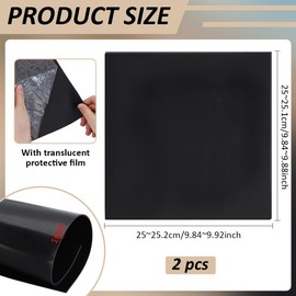 BENECREAT 2Pcs 10x10Inch Silicone Rubber Sheets, Black High Temperature Rsistant Rubber Mat for DIY Gaskets Material, Pads, Sealing, Cushion, 1mm Thick