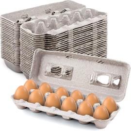 MT Products Blank Natural Pulp Egg Cartons Hold Twelve Eggs 11.50" x 4.2" x 1.25" - Perfect for Chicken Farm (Case of 250) - Made in USA