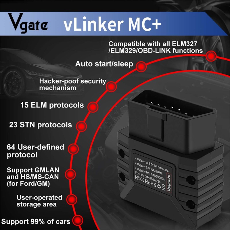 Vgate vLinker MC+ (BT3.0/BLE4.0) OBD2 Scanner Code Reader Diagnostic Scan