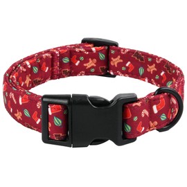 anlvico Christmas Dog Collar for Small Dogs，Adjustable Cotton Red Dog Collars Christmas Stockings Puppy Collar for Male Female Boy and Girl Dogs, XS