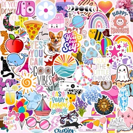 300 Pcs Preppy Stickers, Summer Stickers for Water Bottles Girls, Laptop Accessory Waterproof, Cute Decals for Phone Waterbottle MacBook Cup, Summer Themed Stickers for Teens
