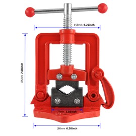 2 Pack Forged Pipe Vise, 0.4-2.4 Inches(10-60mm) Pipe Vice Bench Vise, Heavy Duty Cast Iron Pipe Vise for Plumbers, Mechanic, Red