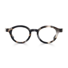 eyebobs TV Party Premium Reading Glasses for Women and Men | Round Average-Size Reading Glasses | Grey Chop Front and Temples | 2.00