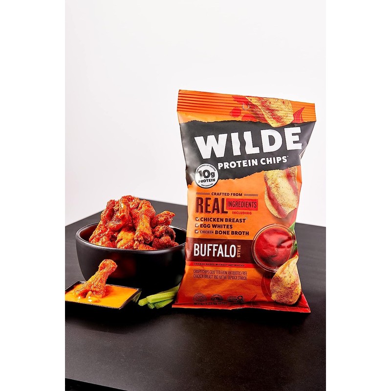 Buffalo Chicken Protein Chips by Wilde Chips, Thin and Crispy,
