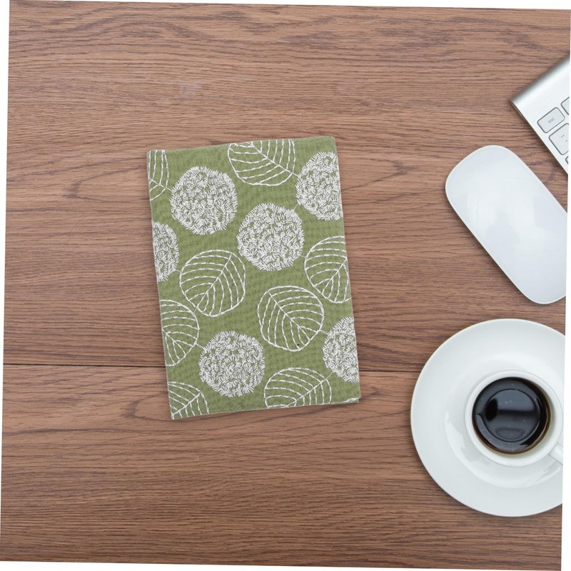 Angoily Green Floral Pattern Fabric Book Cover for A6 Notebooks