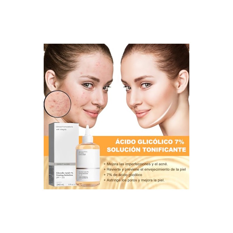 Ácido Glicólico 7% Solución, Exfolia, 240 ml (A)