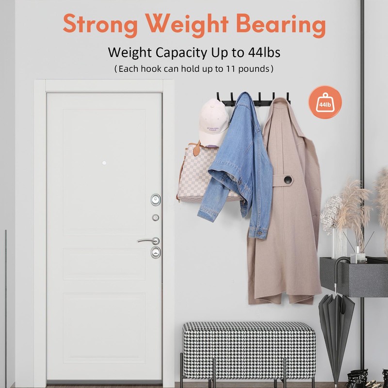 Optish 2 Pack Coat Rack Wall Mount, Coat Hooks Wall