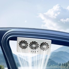 Torcarvh Car Solar Powered Window Exhaust Fan Vehicle Ventilation Fans Car Radiator Cooling Fan Cars Window Vent with Three Air Outlets (White)