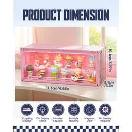 MOCBURIKU Display Case for Figures Collectibles, One-Piece Molded Magnetic Door with LED Lights, Stackable No Assembly Required Acrylic Showcase for Action Figures, Toys, Dolls (Black)