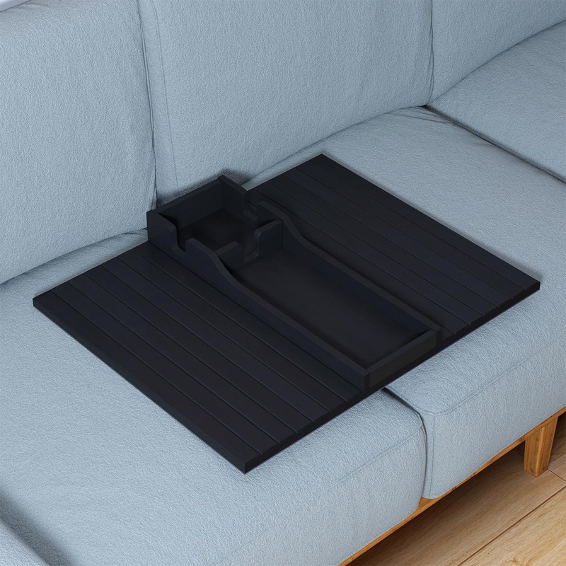 SpaceAid Bamboo Couch Cup Holder, Anti Falling Foldable Sofa Armrest