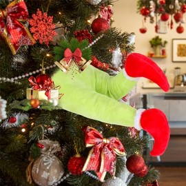 Kmxcnli Christmas Tree Decorations Christmas Elf Body Decorations, Pose-Able Plush Stuffed Animal for Christmas Tree Garland Christmas Tree Topper. (Leg)