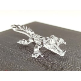 Sansukjai Crocodile Alligator Micro Tiny Figurines Hand Blown Glass Art Animals Collectible Gift Home Décor (Clear Crocodile)