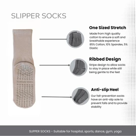 MediCounter Slipper Socks, Fall prevention, Hospital, Gym, Yoga, Sports Grip Socks – GREY (Pair) Size: One Size