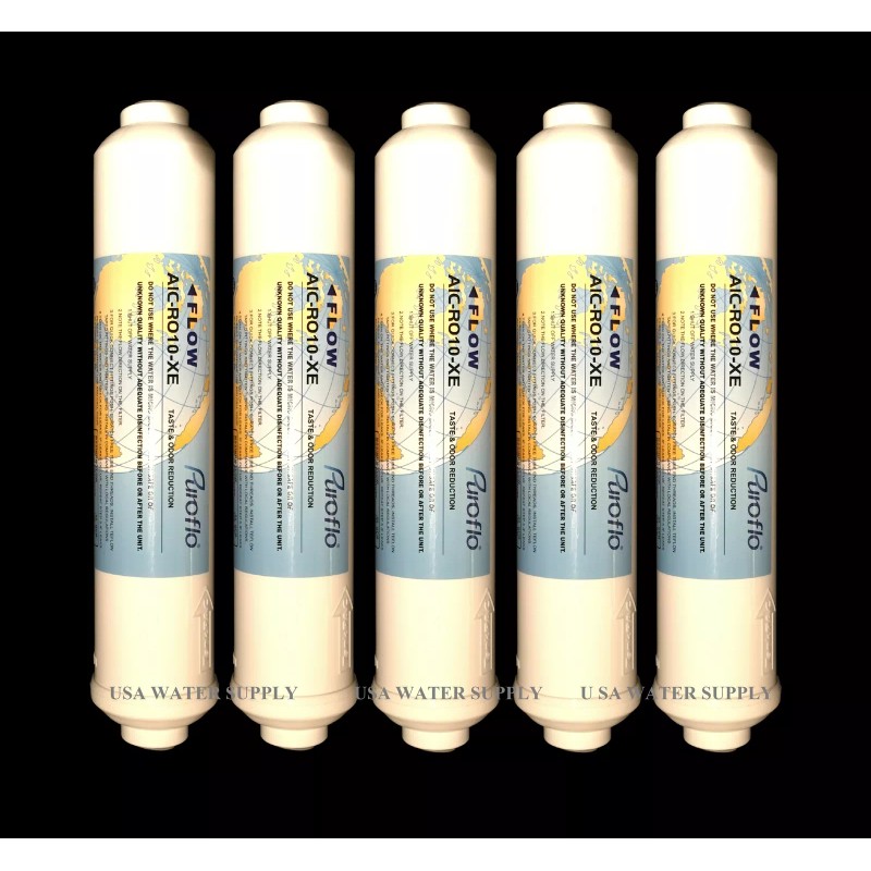 PUROFLO Post Inline Carbon GAC Water Filter 5 Pack T/33