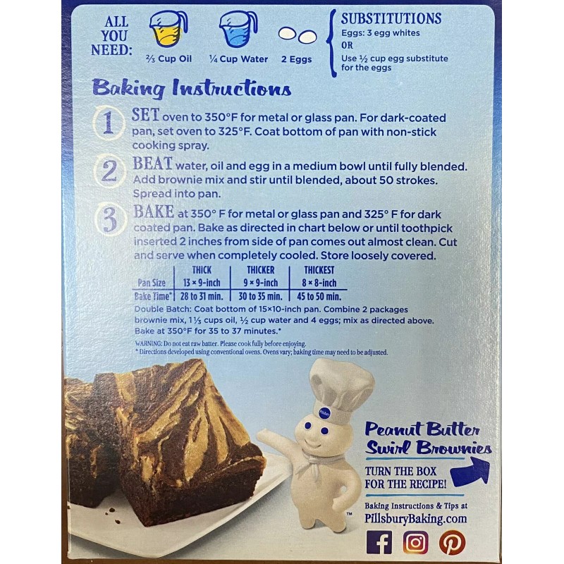 Pillsbury 2x Pillsbury CHOCOLATE FUDGE 13" X 9" Family size