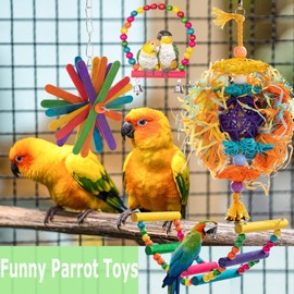 Bird Toys,11PCS Parakeet Cockatiel Toys,Swing Hanging Standing Chewing Toy,Climbing Ladder Bird Cage Colorful Toys Suitable for Macaws,Parakeets,Budgerigar,Conure,Cockatiel,Love Birds,Finches