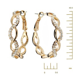 Gemini Women 18K Yellow Gold Plated Crystal Big Round Hoop Pierce Earring birthday Gift Sz 4cm Diameter