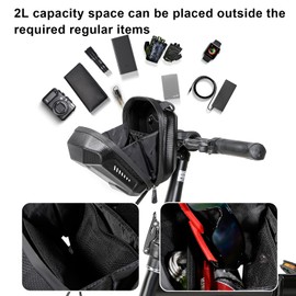 WILD MAN Scooter bag Bike Bag Waterproof Storage Scooter Handlebar bag Front EVA Hard Shell Bike Frame Bag（Black）
