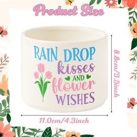 WATINC Spring Candy Dish Cauldron Mini Ceramic Bowl, Wishes Candy Cane Tiered Tray Decor, Heart Snack Sweets Table Shelf Accents Gift for Farmhouse Home Kitchen (Rain Drop Kisses and Flower Wishes)