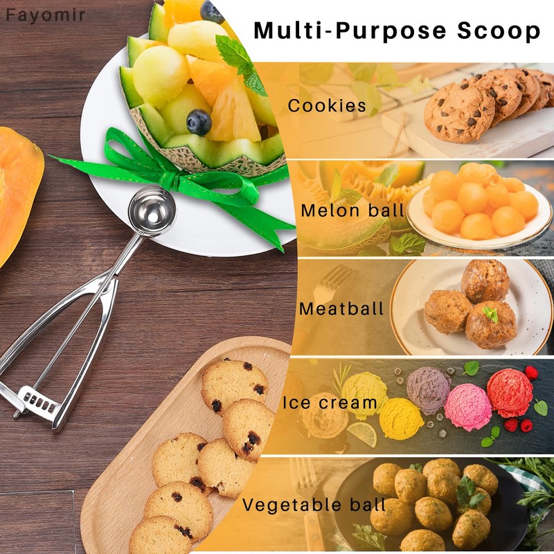 Fayomir Cookie Scoop Set - Small/1 Tbsp, Medium/2 Tbsp, Large/3